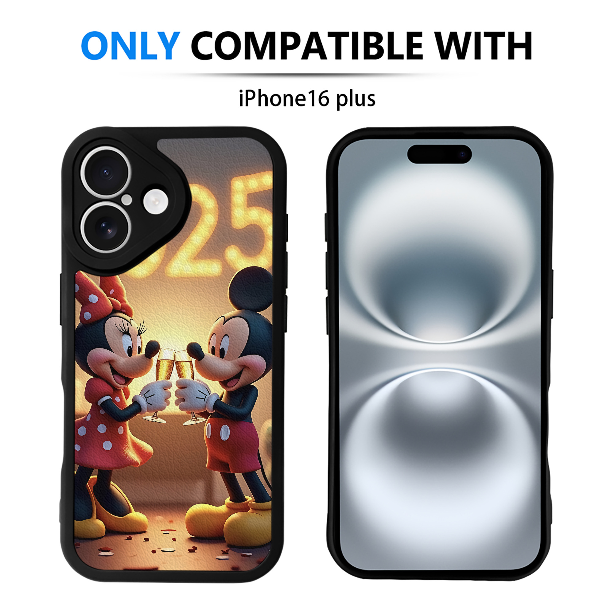 （画像用） ミッキーマウス Mickey Mouse 【iPhone 16シリーズ対応】シリコンスマホケース（レザー調） 材質：シリコン